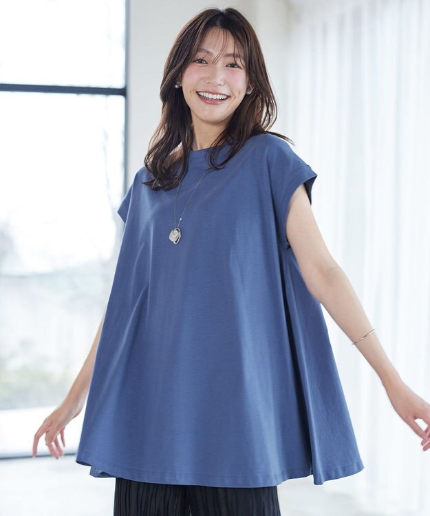 Tiaclasse 【新色追加】フレンチスリーブフレアカットソー ブルー
