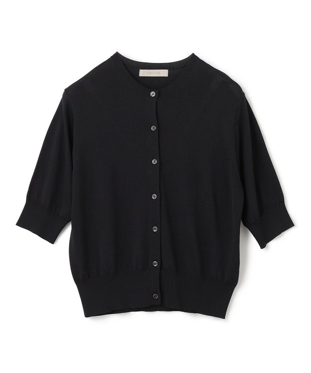 UNFILO 【接触冷感/UVケア/抗菌防臭】スゴ機能 ハーフスリーブカーディガン ブラック