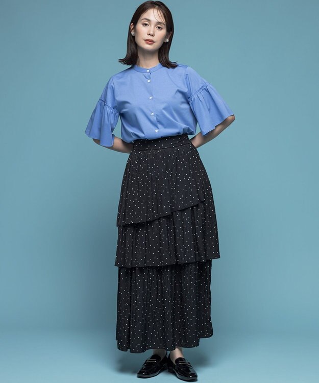 組曲 ギャザースリーブクリア カットソー ラベンダーブルー系