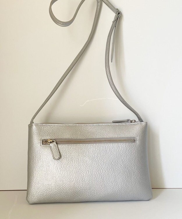 Hekhèr Le Style de Vie 新素材・新色追加【日本製】シュリンクレザー スクエアショルダーバッグ シルバー シルバー