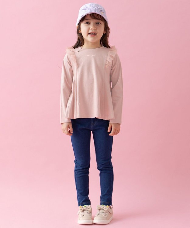 ANY KIDS フレアシルエット 長袖 Tシャツ ピンク