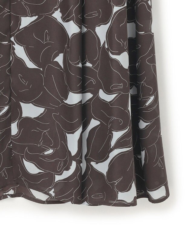 23区 【洗える】Ratti フラワーアートプリント ワンピース ダークブラウンxグレー