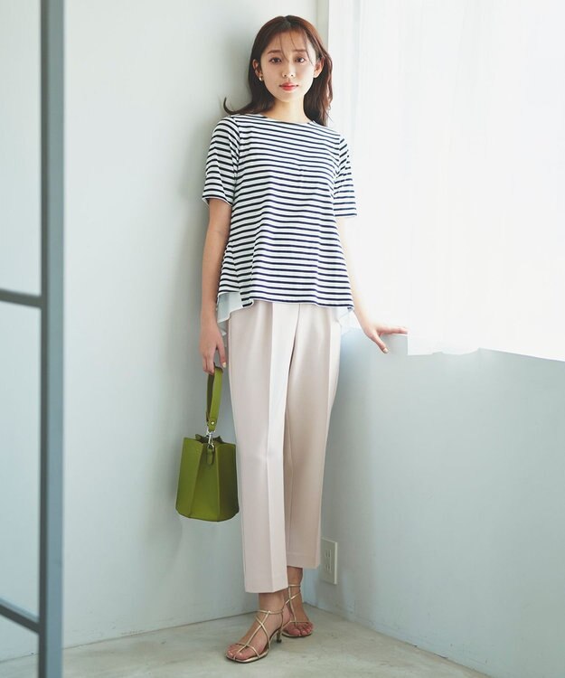 Feroux 美シルエットカラーテーパード パンツ ライトグレー系