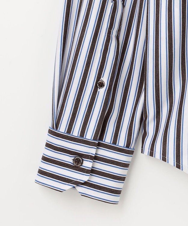 JOSEPH ABBOUD 【キングサイズ・快適な着心地・イージーケア】コンフォートジャージー ストライプ シャツ ダークブラウン系5