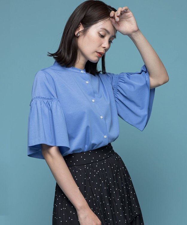 組曲 ギャザースリーブクリア カットソー ラベンダーブルー系