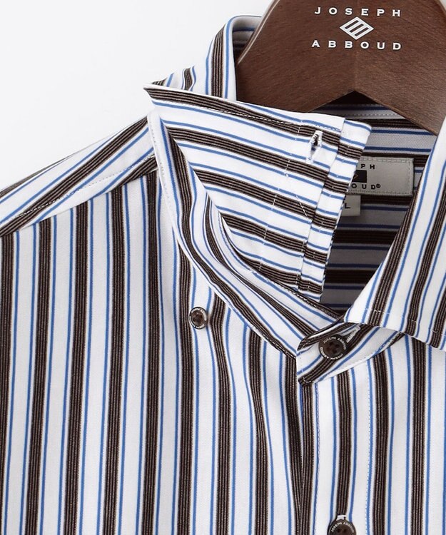 JOSEPH ABBOUD 【キングサイズ・快適な着心地・イージーケア】コンフォートジャージー ストライプ シャツ ダークブラウン系5