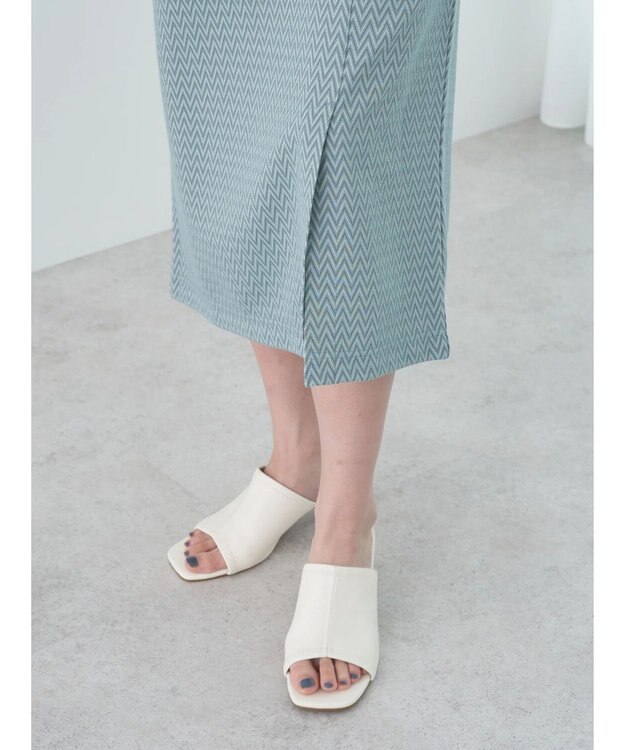 earth music&ecology シェブロン柄タイトスカート Green