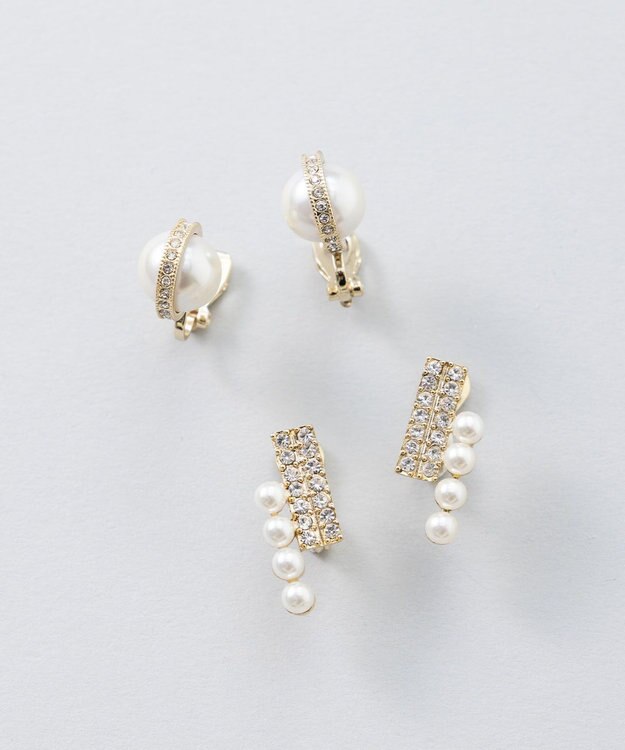 組曲 ビジューリングパールイヤリング ゴールド系