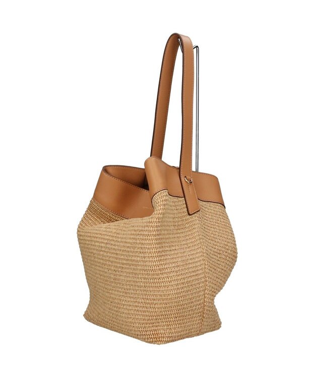 INTER-CHAUSSURES 【LORISTELLA】ワンハンドル異素材コンビネーション巾着バッグ キャメルコンビ