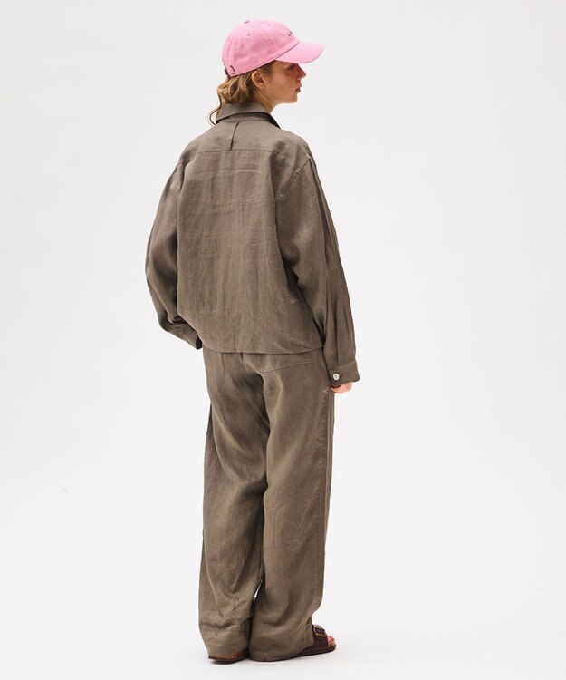 LENO LINEN WORK SHIRTS《UNISEX》リネンワークシャツ KHAKI