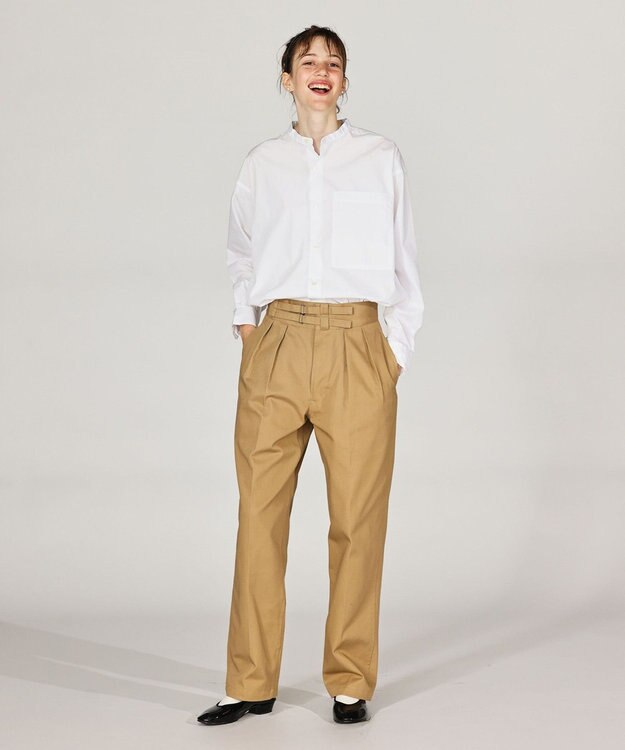 LENO BAND COLLAR SHIRTS 《UNISEX》 バンドカラーシャツ WHITE