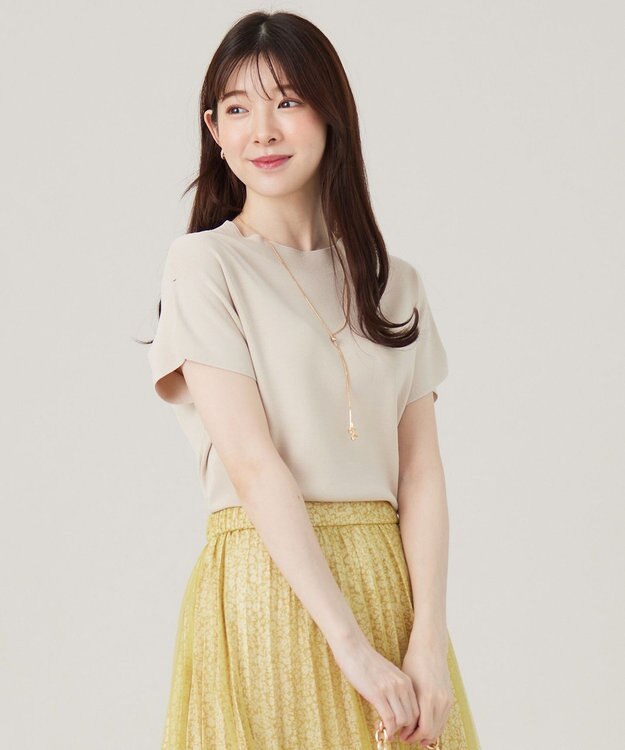 ANY SIS 【洗える】ボトルネックフレンチスリーブ ニットT アイボリー