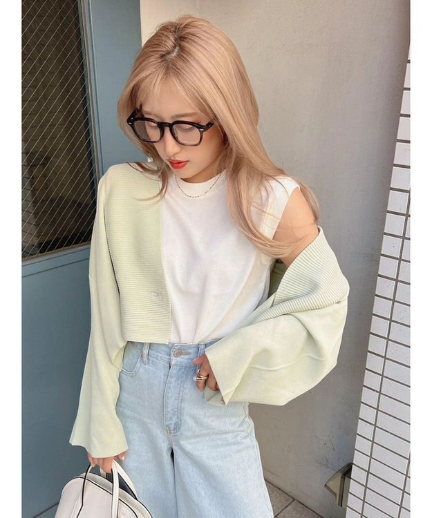 Green Parks ショート丈ミラノリブカーディガン Mint
