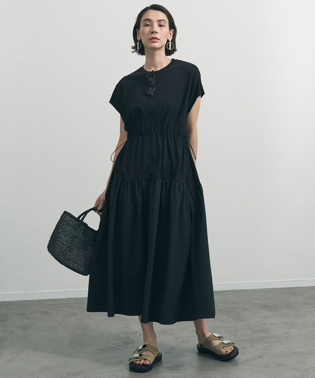 UNFILO L BEAUTY-FORM T コンビティアード ワンピース ブラック×ブラック