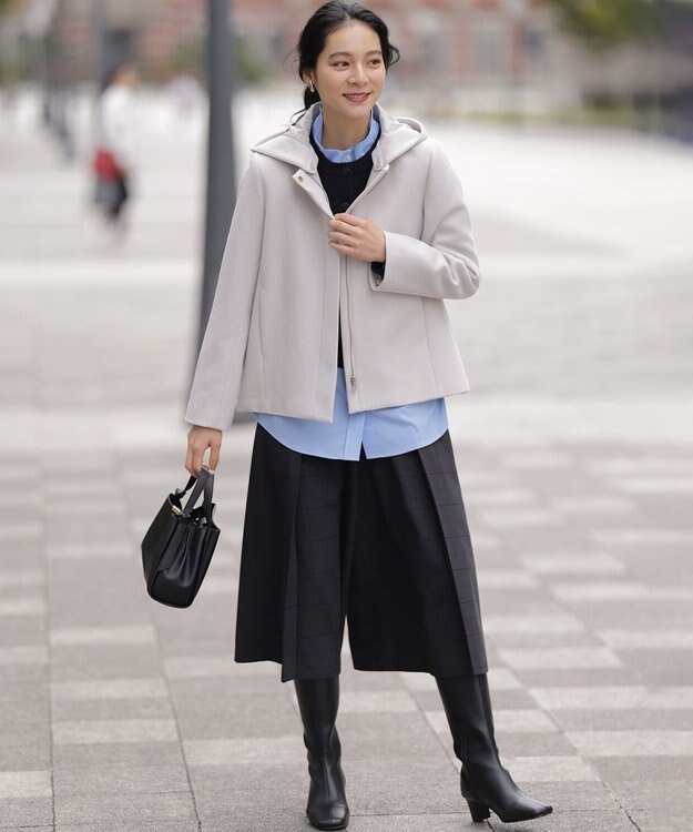 組曲 L ウールモッサ ショートコート ライトグレー系