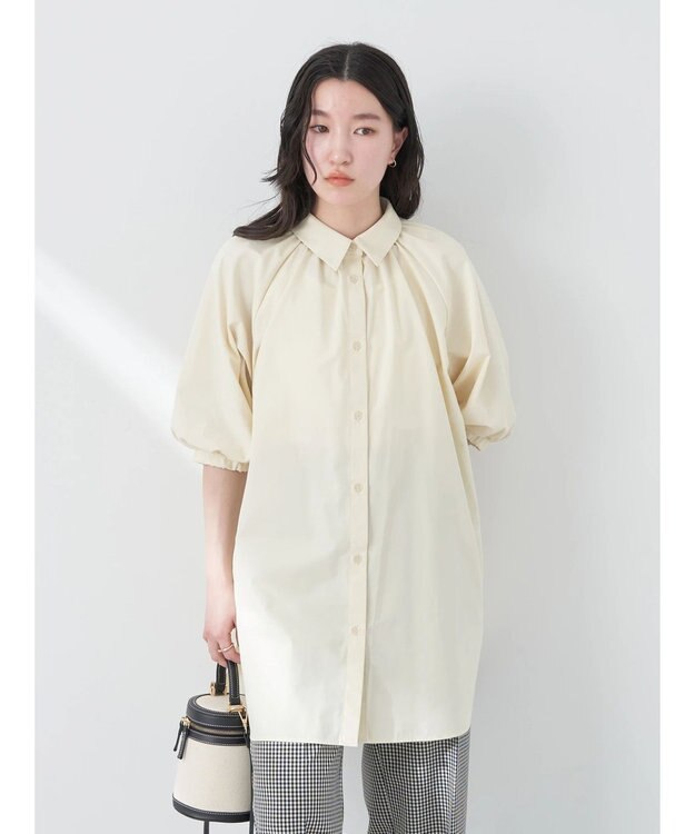 earth music&ecology パフスリーブチュニックブラウス Light Yellow