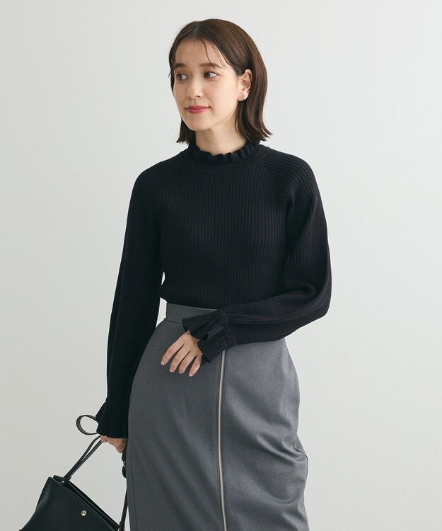 Green Parks ・ｓｗｉｎｇ　ｂｙ　キャンディスリーブリブニット Black