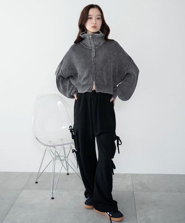 WEGO ダブルジップショートニットブルゾン スミクロ