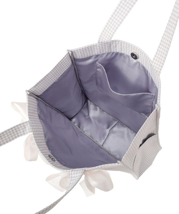 Maison de FLEUR ギンガムリボンスクエアトートバッグ Gray