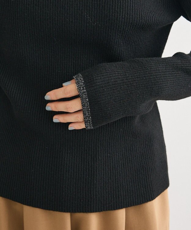 Green Parks チクチクしないリブタートルニットプルオーバー Black