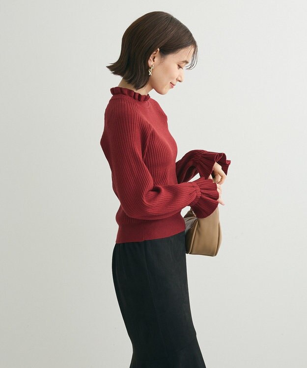 Green Parks ・ｓｗｉｎｇ　ｂｙ　キャンディスリーブリブニット Red