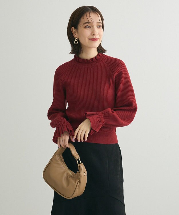 Green Parks ・ｓｗｉｎｇ　ｂｙ　キャンディスリーブリブニット Red