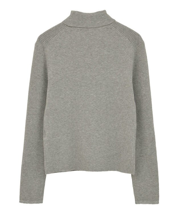Green Parks チクチクしないリブタートルニットプルオーバー Gray Mixture