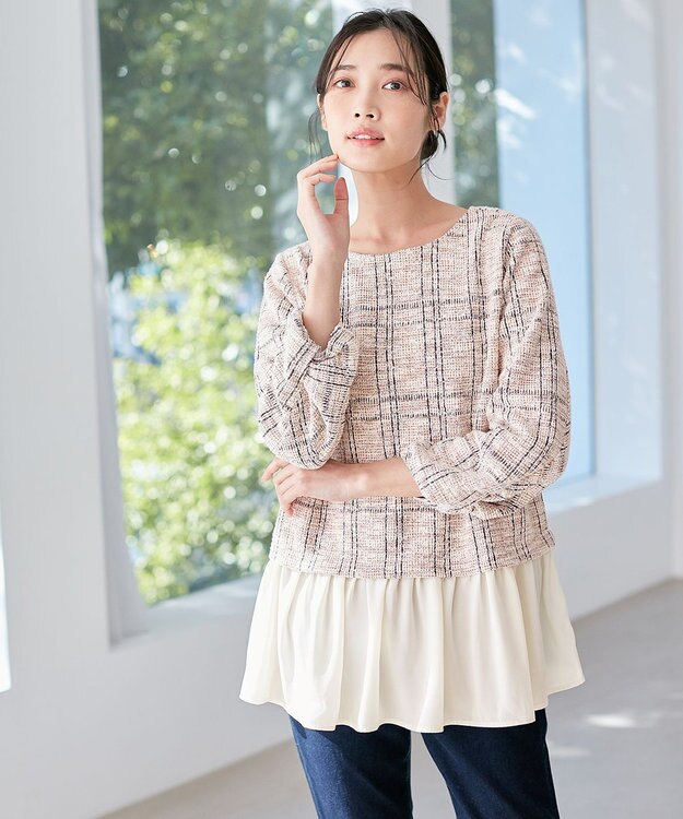 洗える】ネップツイードペプラム カットソー / any SiS