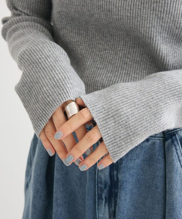 Green Parks チクチクしないリブタートルニットプルオーバー Gray Mixture