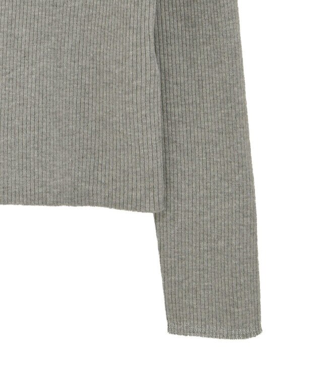 Green Parks チクチクしないリブタートルニットプルオーバー Gray Mixture