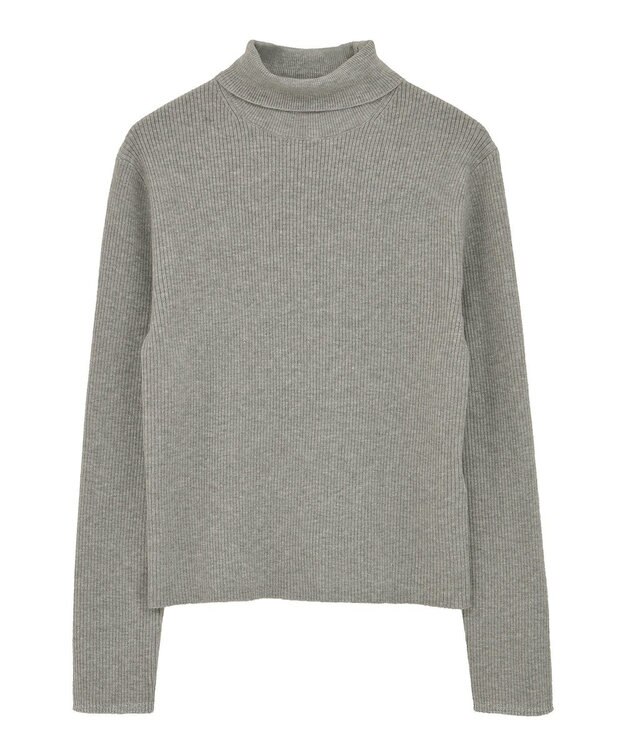 Green Parks チクチクしないリブタートルニットプルオーバー Gray Mixture