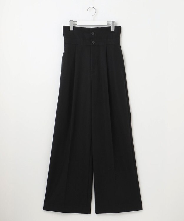 23区 【エステータ】コットンダブルクロス マーベルト ワイドパンツ ブラック系