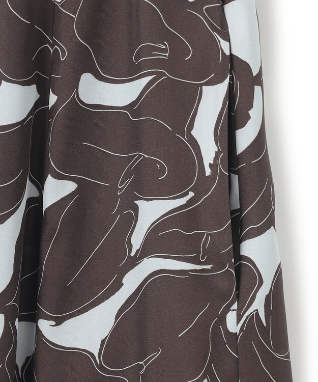 23区 【洗える】Ratti フラワーアートプリント ワンピース ダークブラウンxグレー