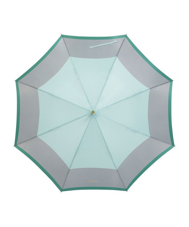 MOONBAT FURLA(フルラ) カラーボーダー 雨傘 長傘 大きめ 耐風  60cm 日本製 ミントグリーン