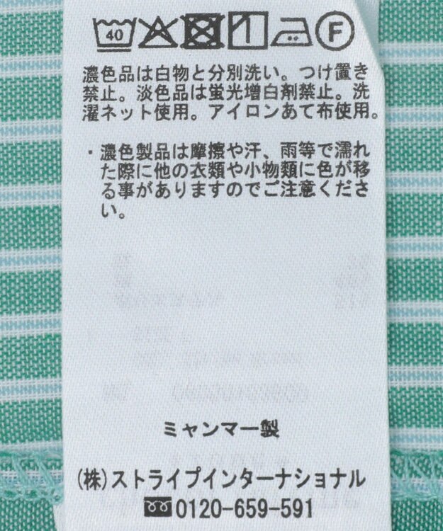 Green Parks 綿麻混レギュラーカラーＢＩＧシルエットシャツ Stripe Green