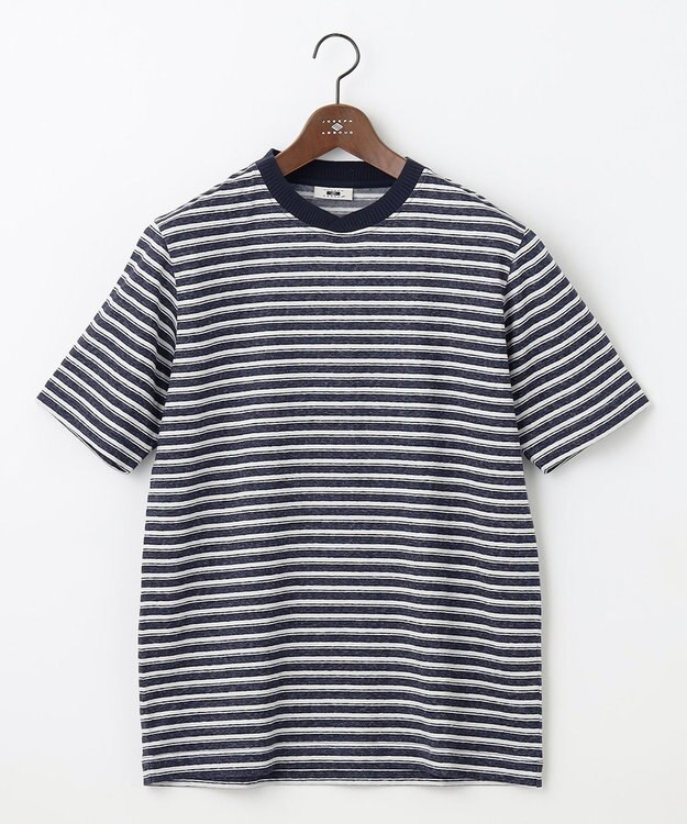 JOSEPH ABBOUD 【リネン素材/清涼感/吸水速乾】リネン天竺ボーダー Ｔシャツ ネイビー系2