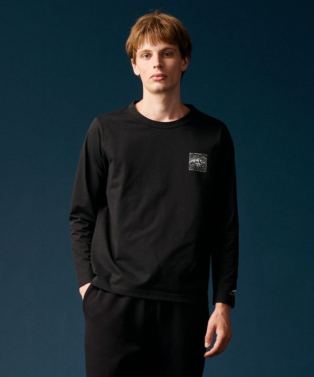 JOSEPH ABBOUD MOUNTAIN 【JAPANファブリック/吸水速乾】プレーティング天竺アウトドア Tシャツ ブラック系