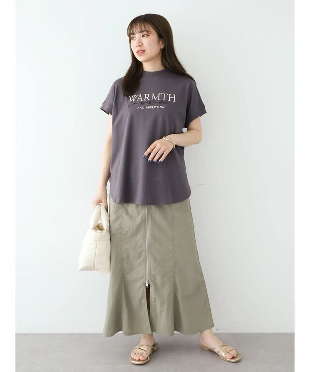 Green Parks フレンチスリーブ筆記体刺繍ロゴプルオーバー Charcoal Gray