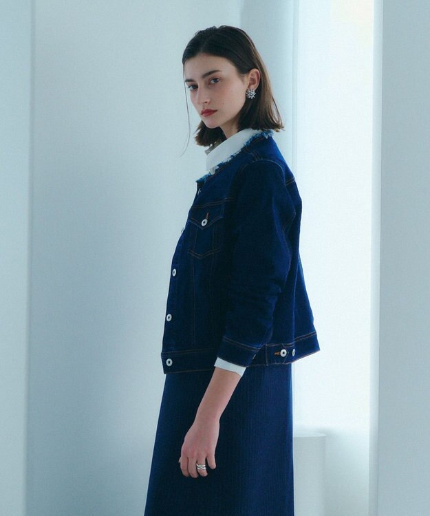 YECCA VECCA ノーカラーストレッチGジャン Dark Indigo