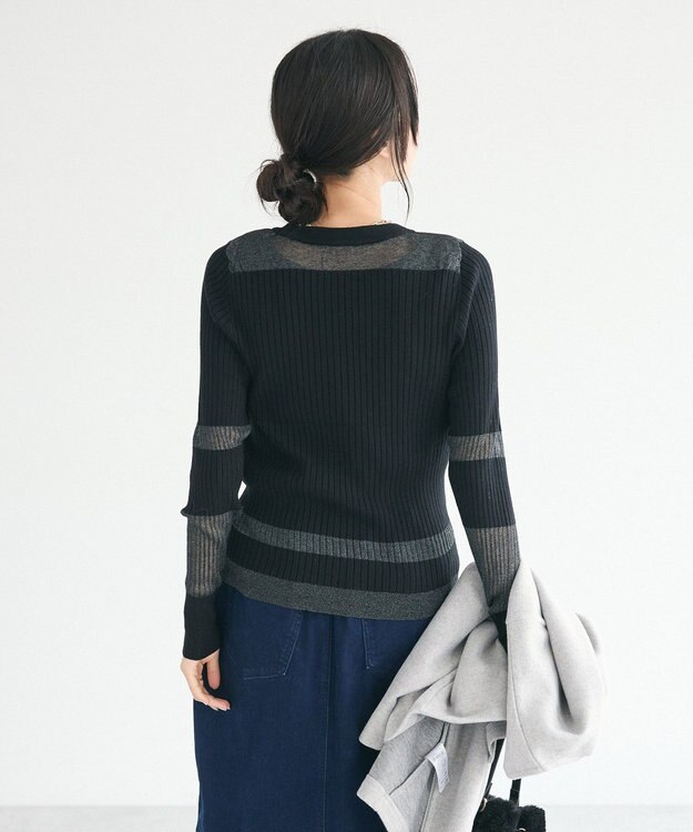 CRAFT STANDARD BOUTIQUE シアーニット長袖プルオーバー Black