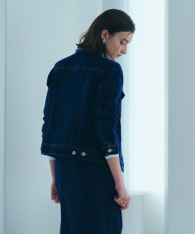 YECCA VECCA ノーカラーストレッチGジャン Dark Indigo