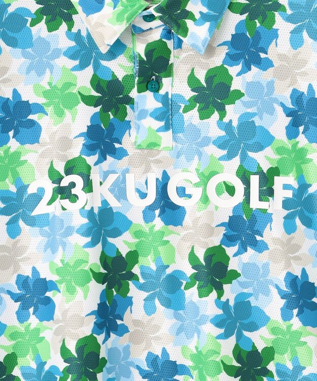 23区GOLF 【MEN】【UVカット】草花柄プリントポロシャツ パイングリーン系5