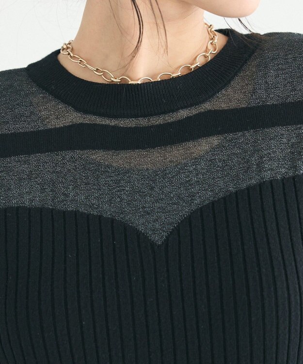 CRAFT STANDARD BOUTIQUE シアーニット長袖プルオーバー Black