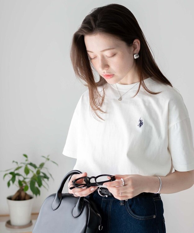 WEGO 【洗える/綿100%】USPOLOワンポイントTシャツ ホワイト