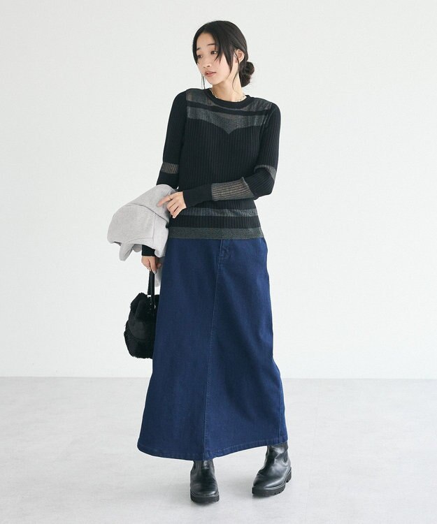 CRAFT STANDARD BOUTIQUE シアーニット長袖プルオーバー Black