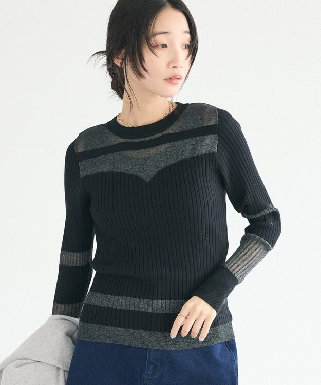 CRAFT STANDARD BOUTIQUE シアーニット長袖プルオーバー Black