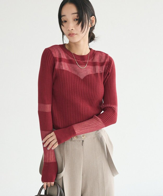 CRAFT STANDARD BOUTIQUE シアーニット長袖プルオーバー Bordeaux