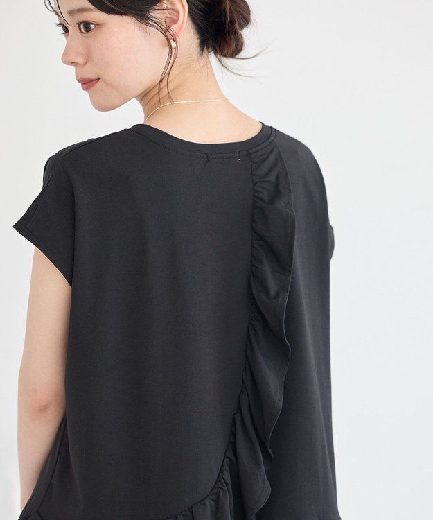 earth music&ecology 【接触冷感】ラッフルヘムプルオーバー Black