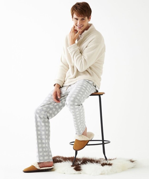 JOSEPH ABBOUD MOUNTAIN 【SPACE／UNISEX】フランネルジャージーチェック パンツ ライトグレー系3