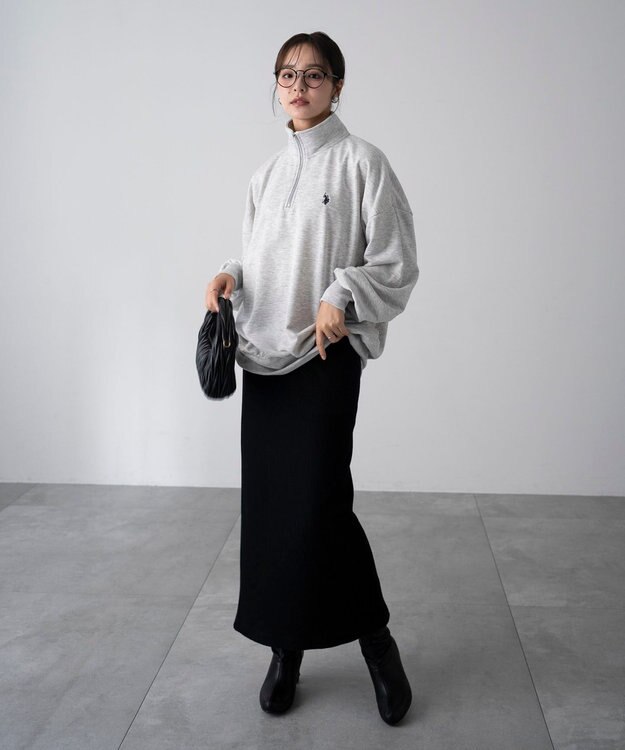 WEGO 【WEB限定/25年秋冬新作/ユニセックス着用ITEM】別注USPOLOハーフZIPPO 杢グレー